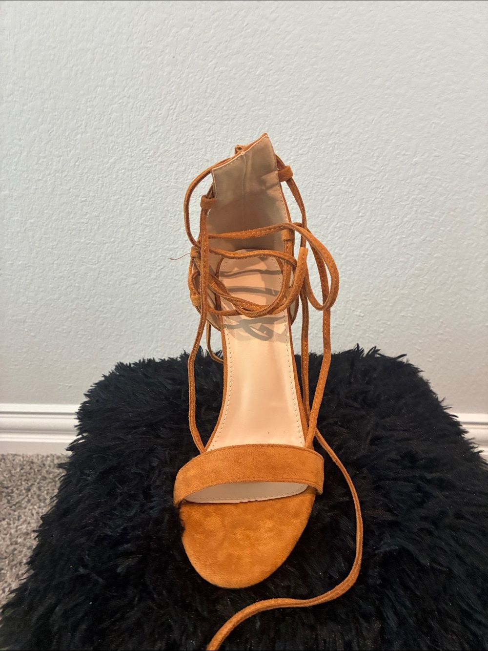Suede Lace-Up High Heel Sandals in Rust - Picture 4 of 6